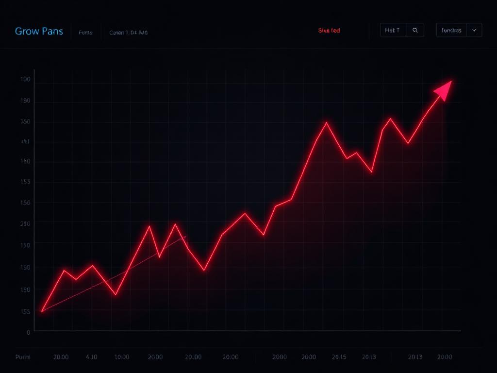 Performance dashboard showing upward growth spikes